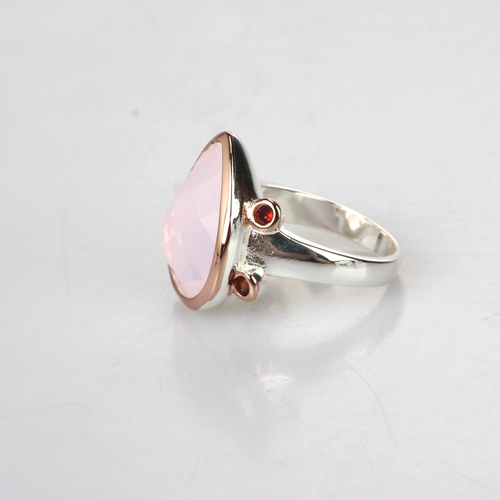 Pink Radiant Cut Zirconia Ring for Women