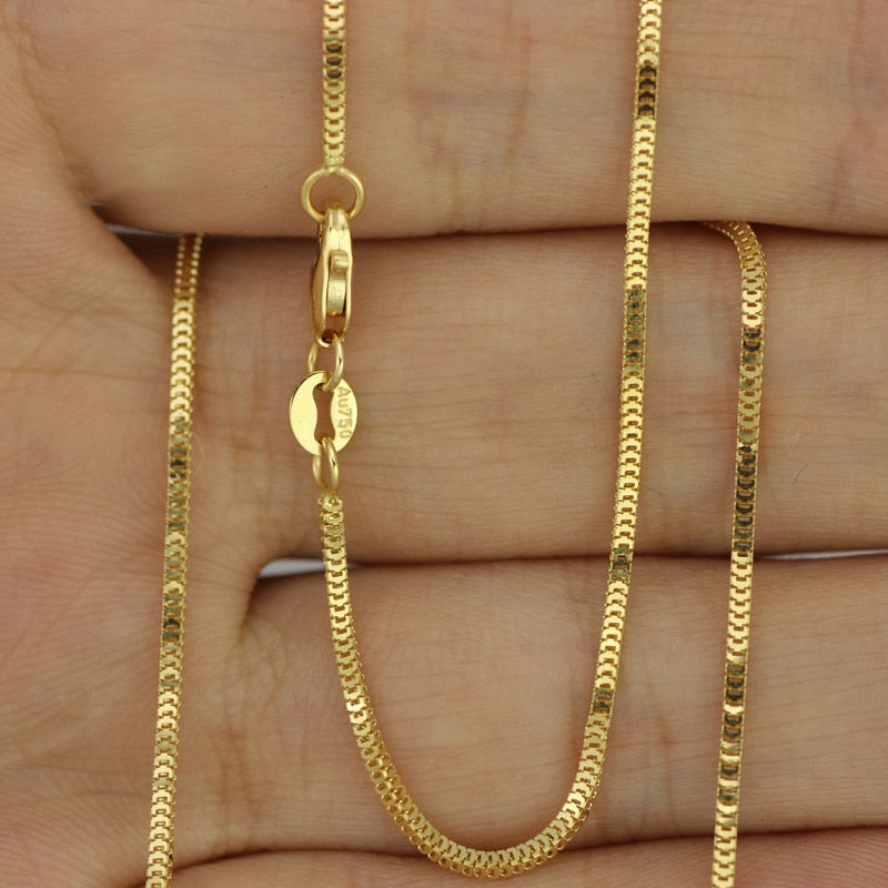 Real Solid 18k Yellow Gold Necklace Women