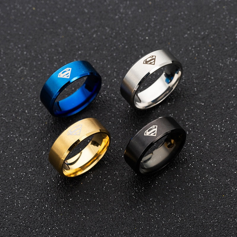 Laser Mark Superman Men's Rings