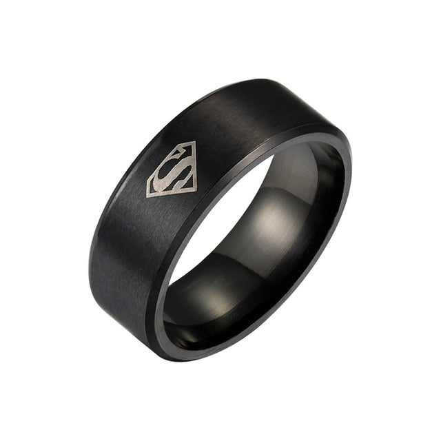 Laser Mark Superman Men's Rings