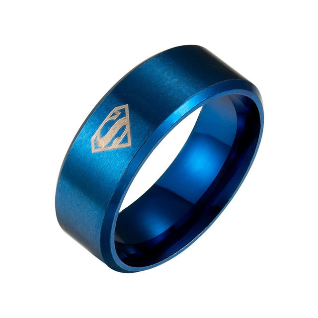 Laser Mark Superman Men's Rings