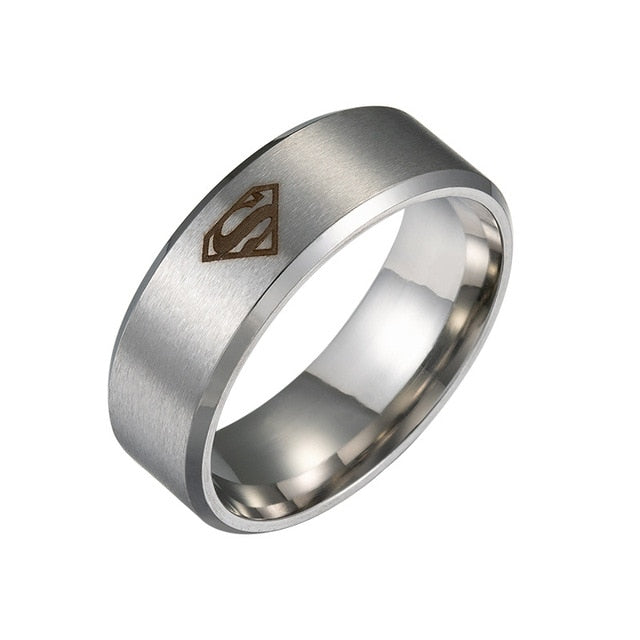 Laser Mark Superman Men's Rings