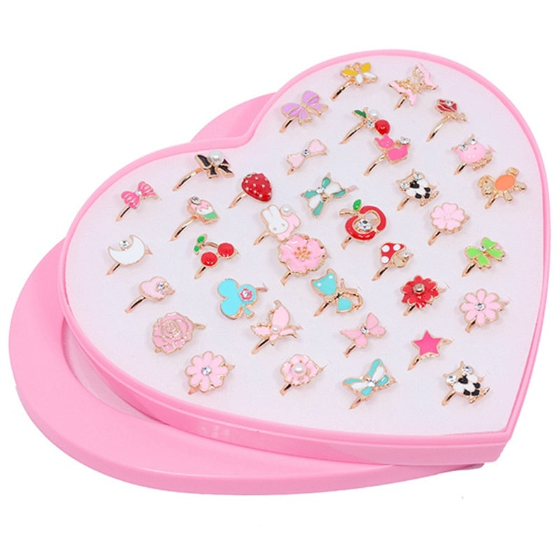 Cute Plastic Kids Rings with Mixed Korean Style