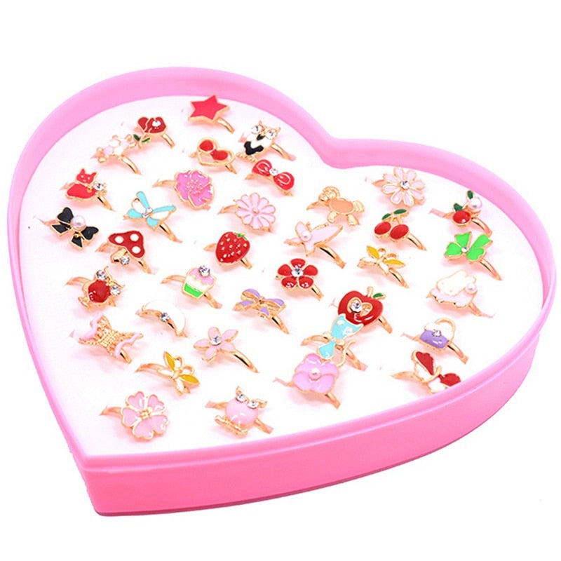 Cute Plastic Kids Rings with Mixed Korean Style