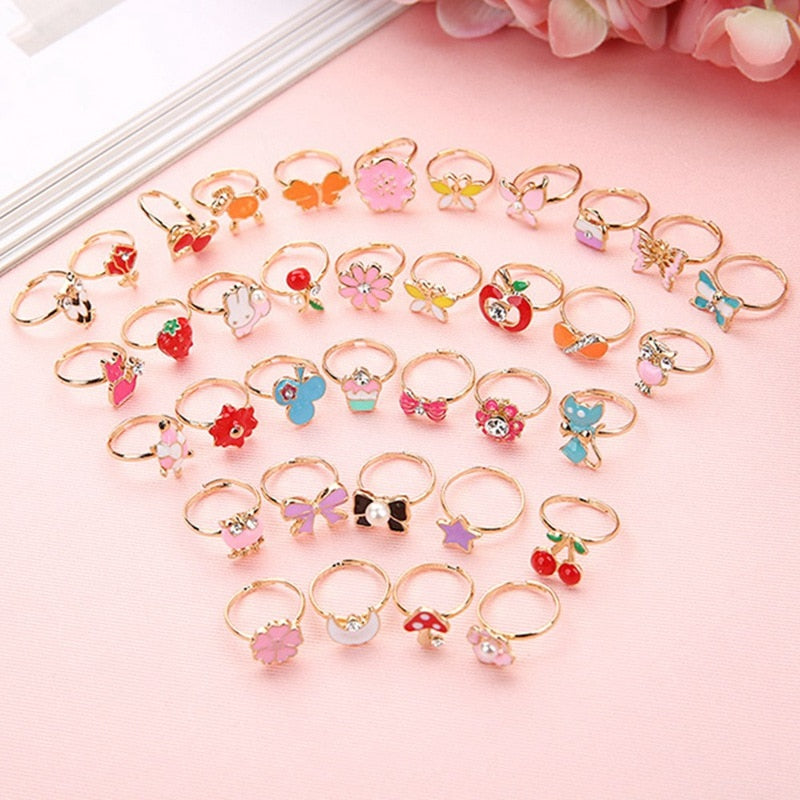 Cute Plastic Kids Rings with Mixed Korean Style