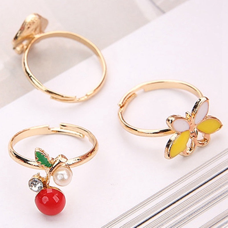 Cute Plastic Kids Rings with Mixed Korean Style