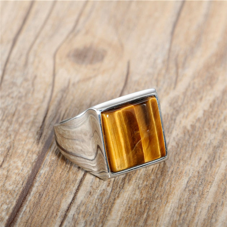 Tiger eye natural stone rings for mens