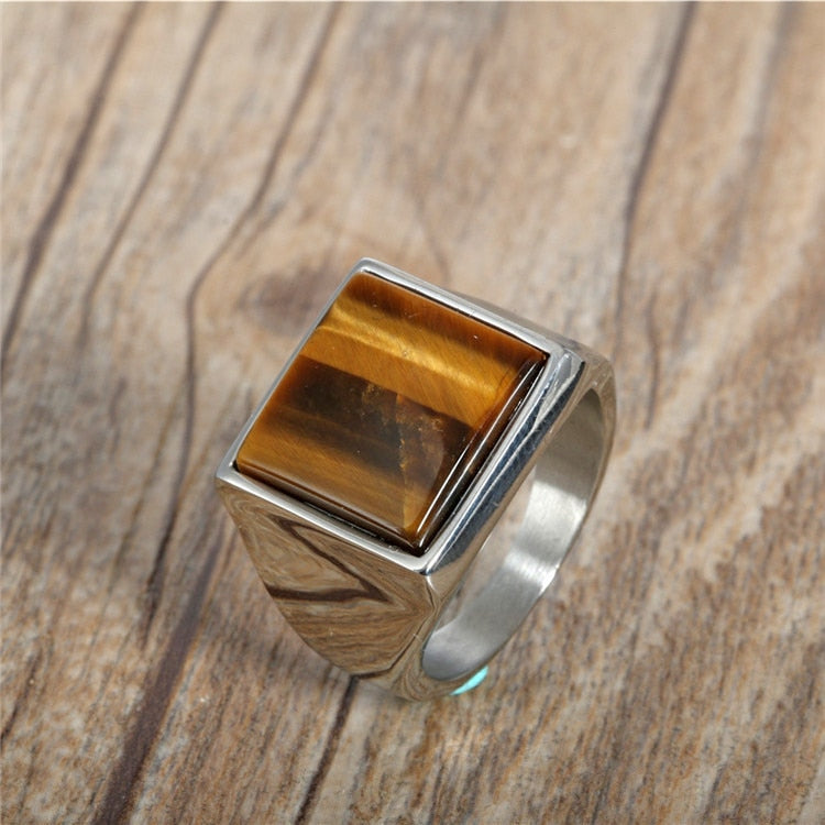 Tiger eye natural stone rings for mens