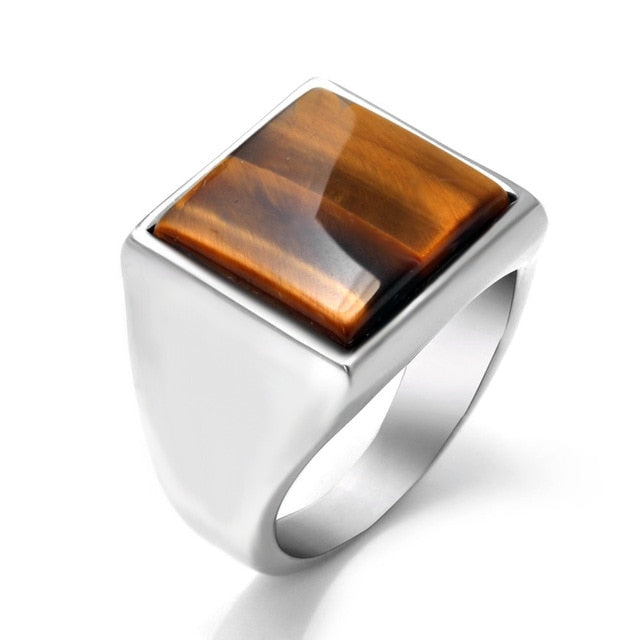 Tiger eye natural stone rings for mens