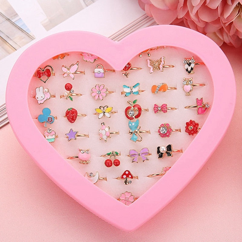 Cute Plastic Kids Rings with Mixed Korean Style