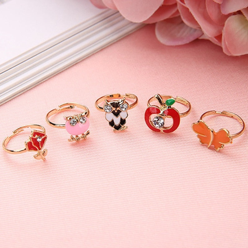 Cute Plastic Kids Rings with Mixed Korean Style