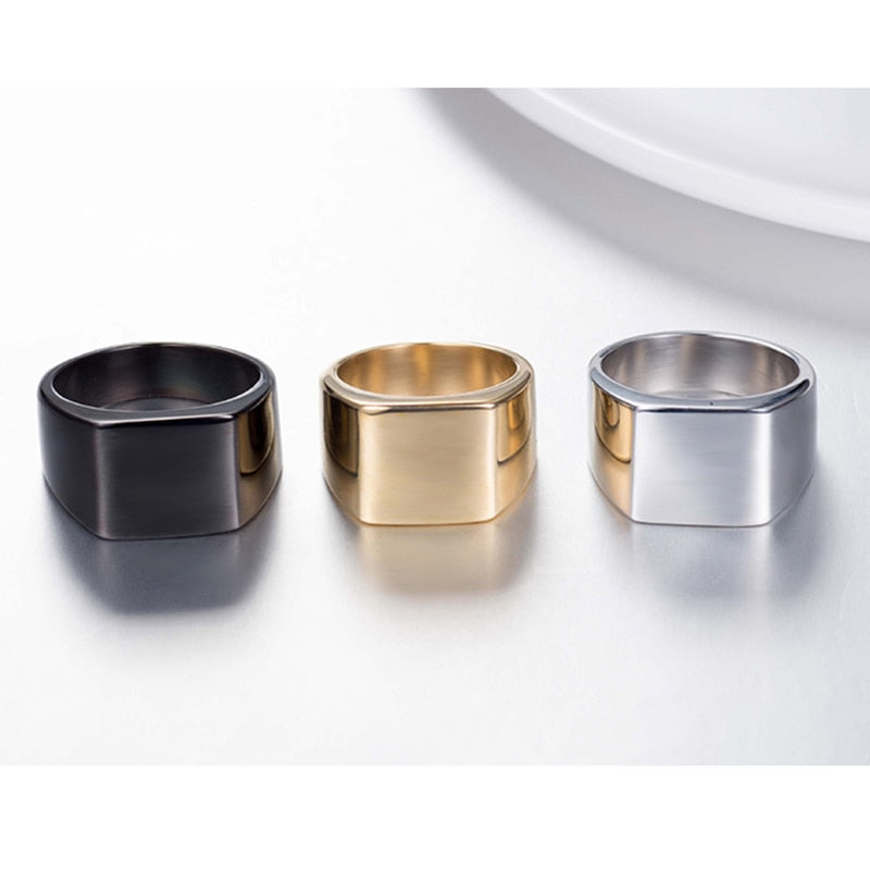 gold geometric Stainless steel rings for mens