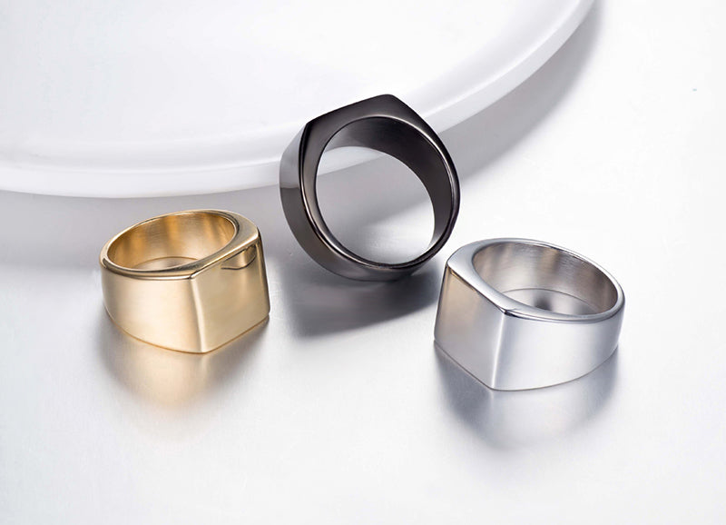 gold geometric Stainless steel rings for mens