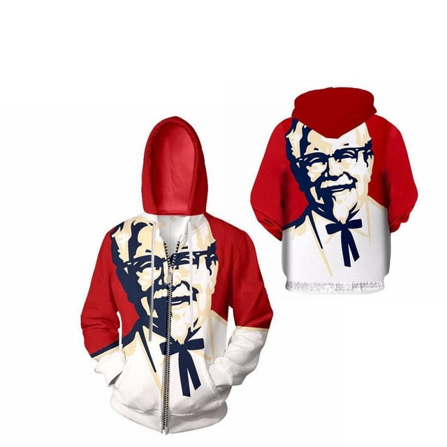 3d Kfc Old man Print Hoodies+Pants Set