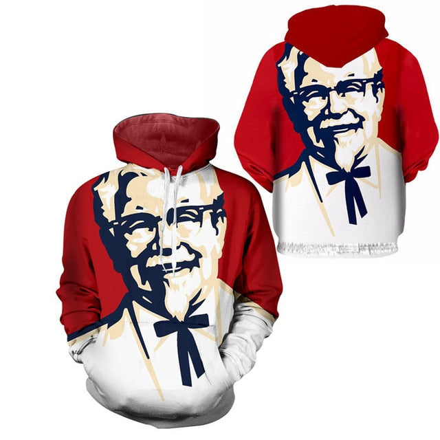 3d Kfc Old man Print Hoodies+Pants Set