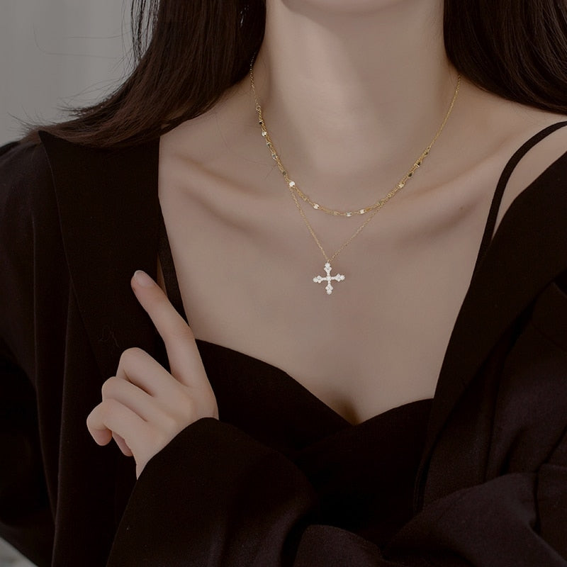 Zircon Simple Cross Pendant