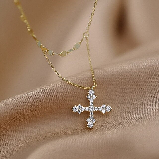 Zircon Simple Cross Pendant