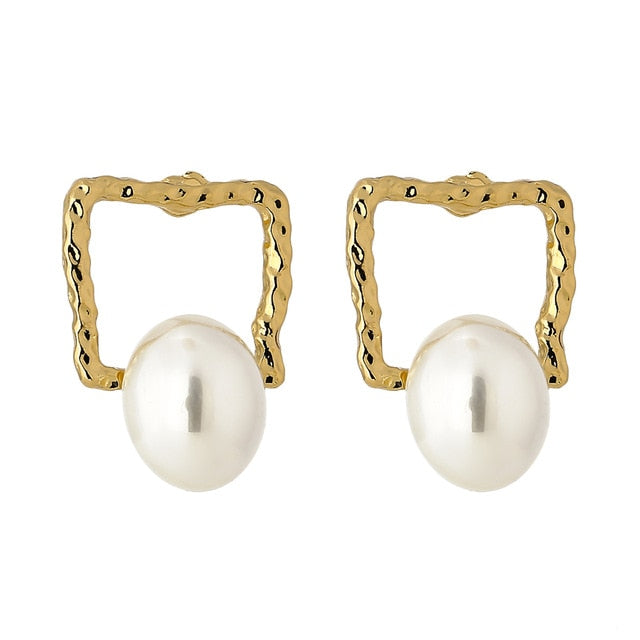 Square Imitation Pearls Stud Earrings