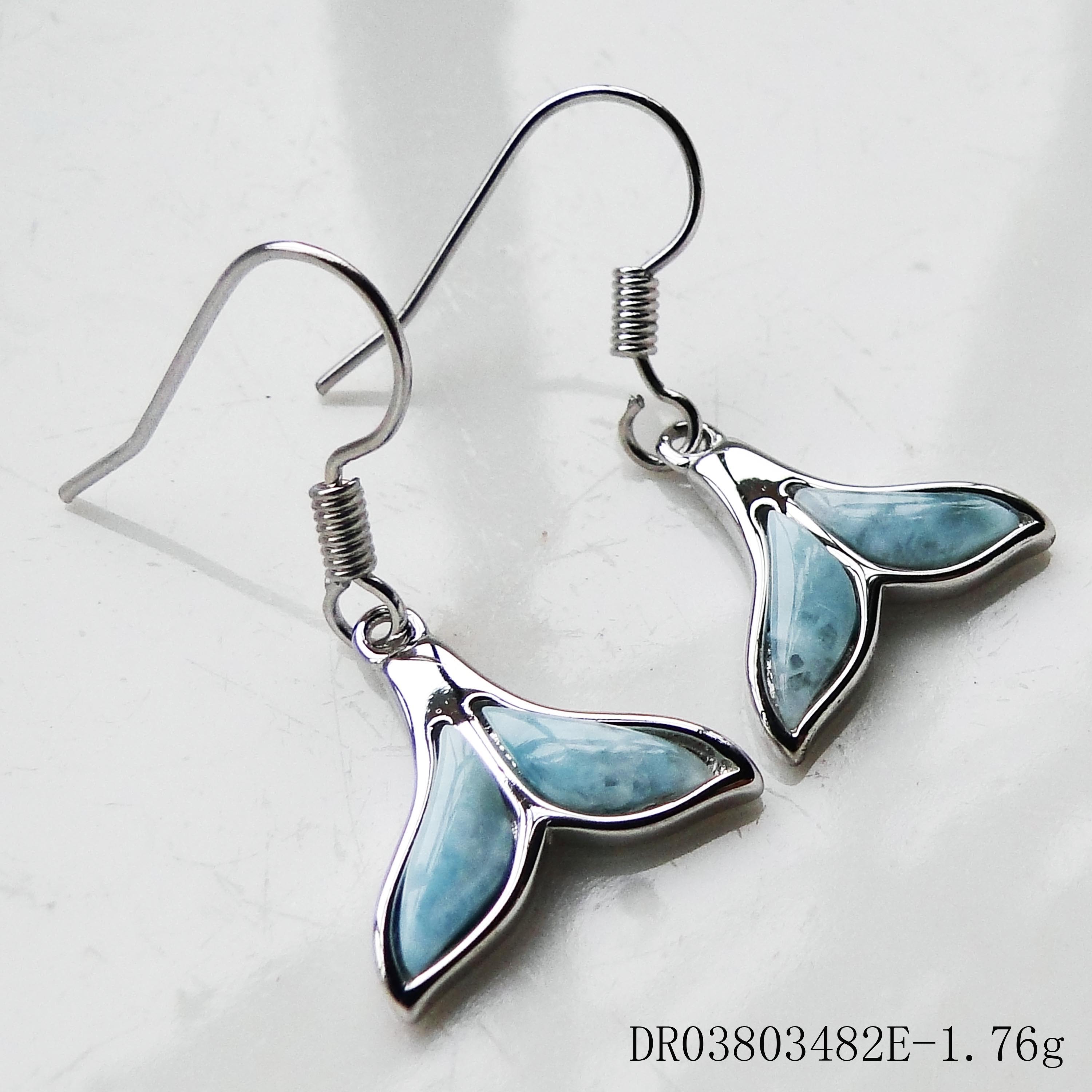 Larimar Whale Tail Drop Earrings