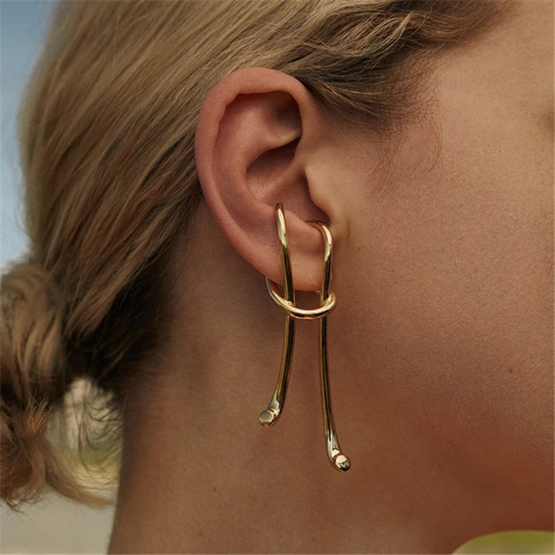 Real 18K Gold Geometric Earring