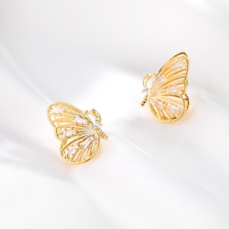 Cute Rhinestone Butterfly Earrings