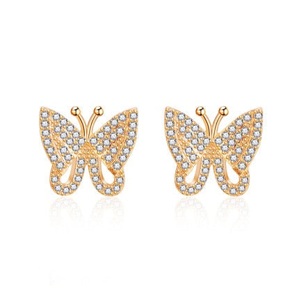 Cute Rhinestone Butterfly Earrings