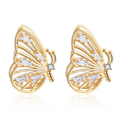 Cute Rhinestone Butterfly Earrings