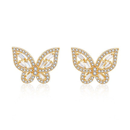 Cute Rhinestone Butterfly Earrings