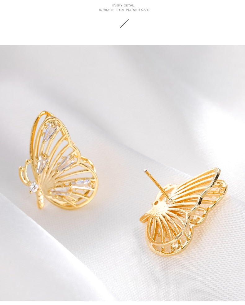 Cute Rhinestone Butterfly Earrings